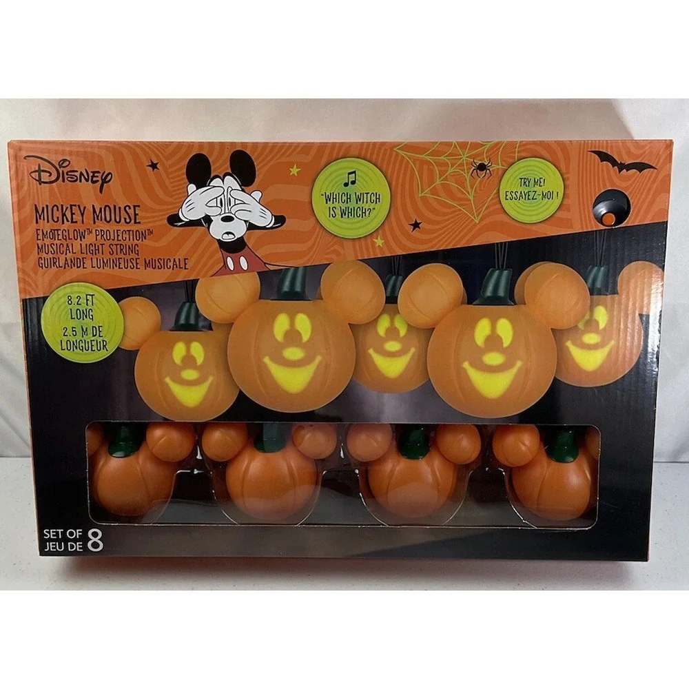 Disney Mickey Halloween Emoteglow Pumpkin Projection Singing String Lights